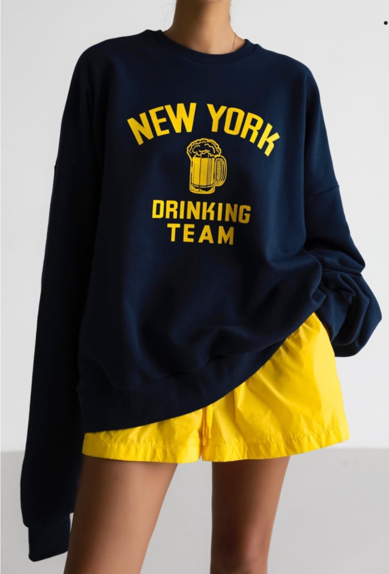 Paper Moon - Korean Women Fashion - #momslook - NEW YORK DRINGKING TEAM Sweatshirt - 5