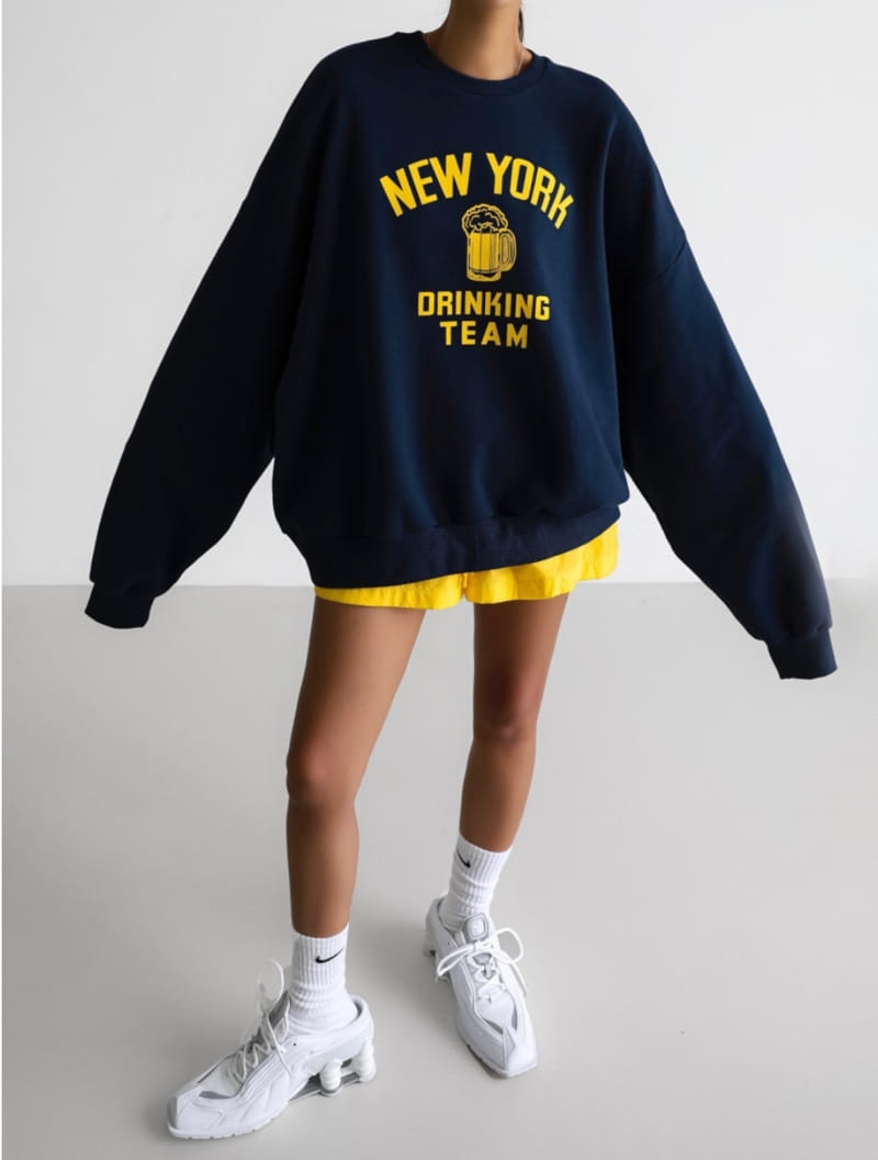 Paper Moon - Korean Women Fashion - #womensfashion - NEW YORK DRINGKING TEAM Sweatshirt - 6