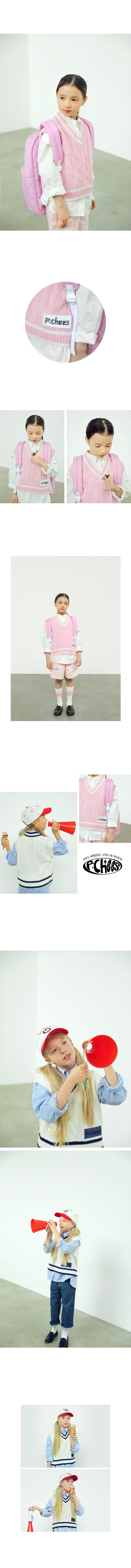 Peach-Cream - Korean Junior Fashion - #childofig - Ave Knit Vest - 2