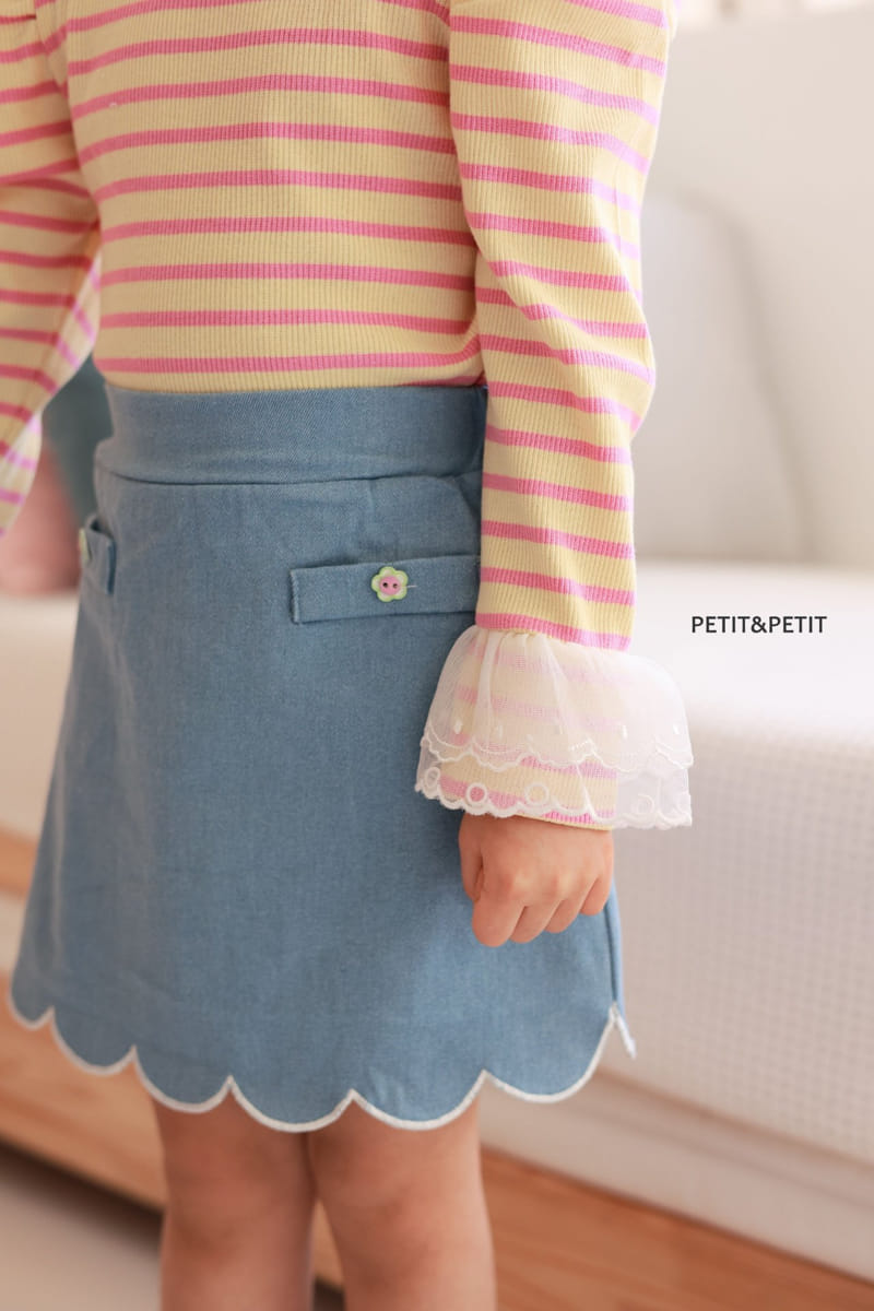 Petit & Petit - Korean Children Fashion - #discoveringself - Wave Embroidery Skirt - 10