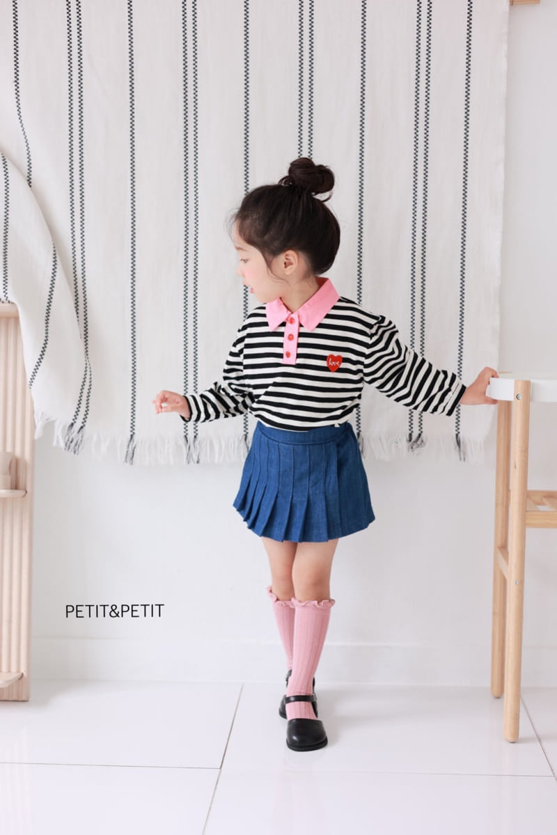 Petit & Petit - Korean Children Fashion - #kidsshorts - Collar Stripes Tee - 9