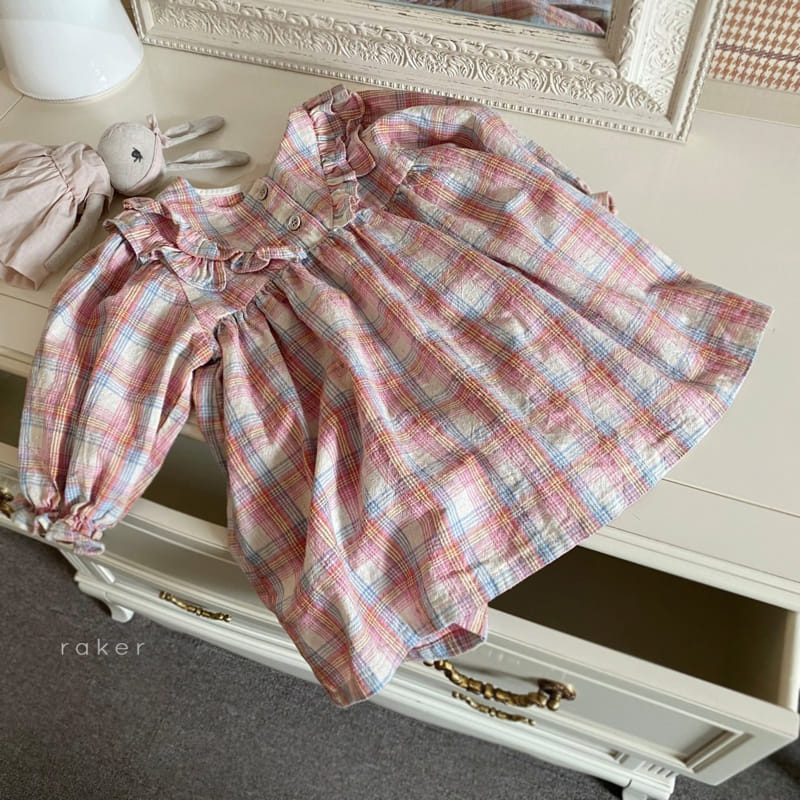 Raker - Korean Children Fashion - #designkidswear - Cancan Frill One-piece Check