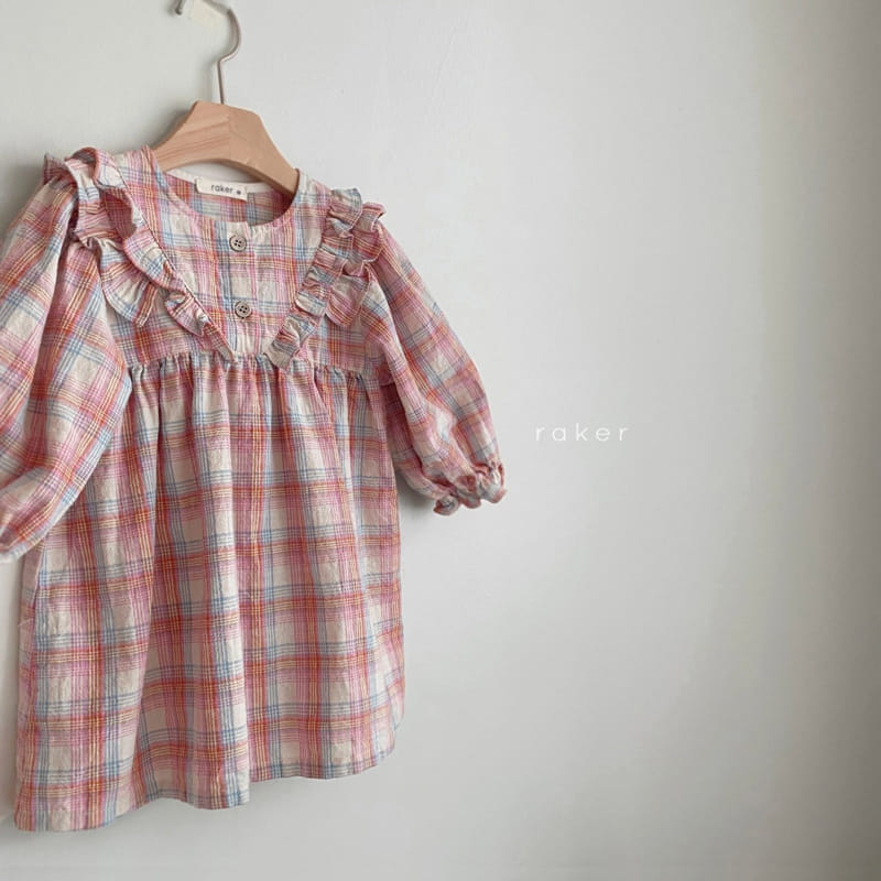 Raker - Korean Children Fashion - #fashionkids - Cancan Frill One-piece Check - 3