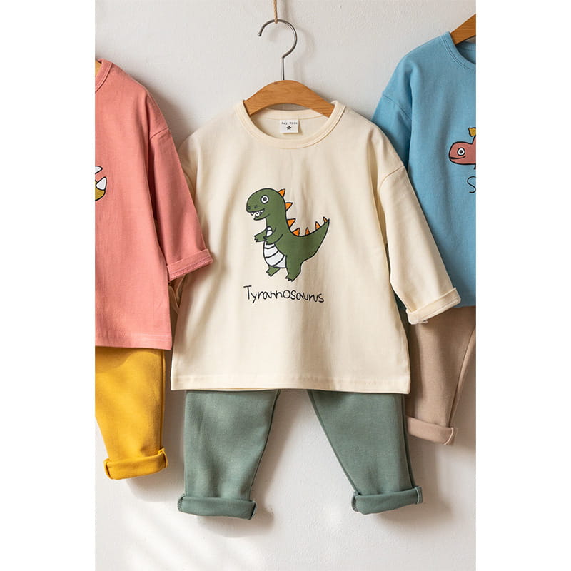 Raykids - Korean Children Fashion - #Kfashion4kids - Three Dino Lounge Top Bottom Set