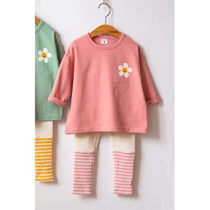 Raykids - Korean Children Fashion - #kidsshorts - Smiel Flower Top Bottom Set - 2