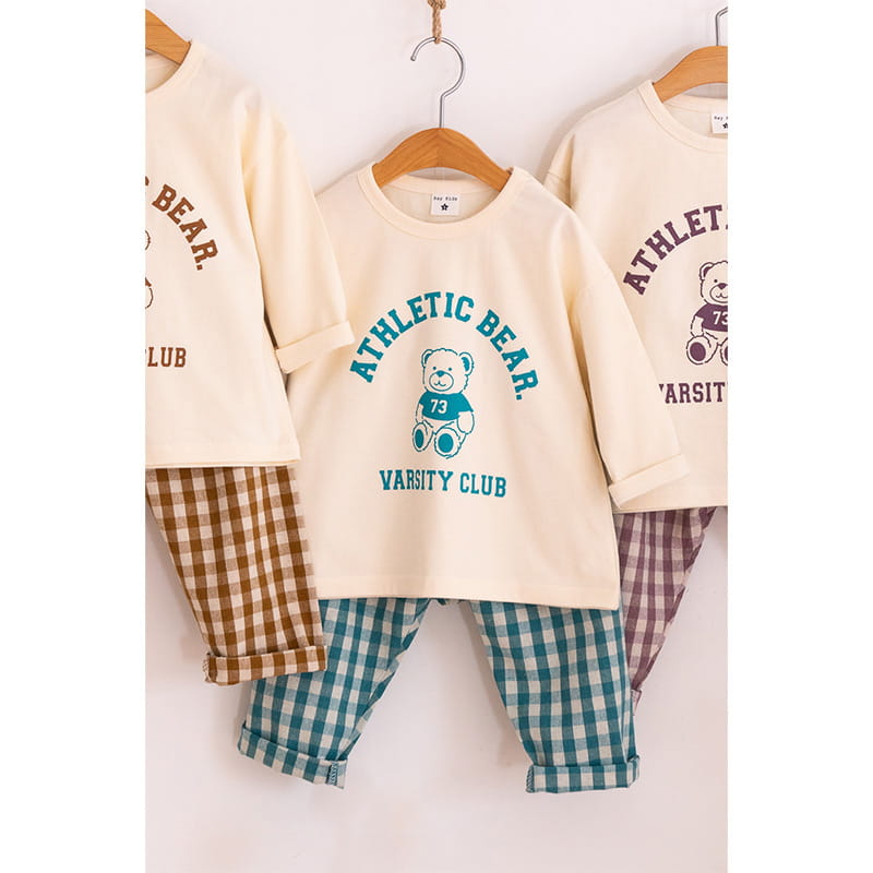 Raykids - Korean Children Fashion - #kidsstore - Bear Check Top Bottom Set