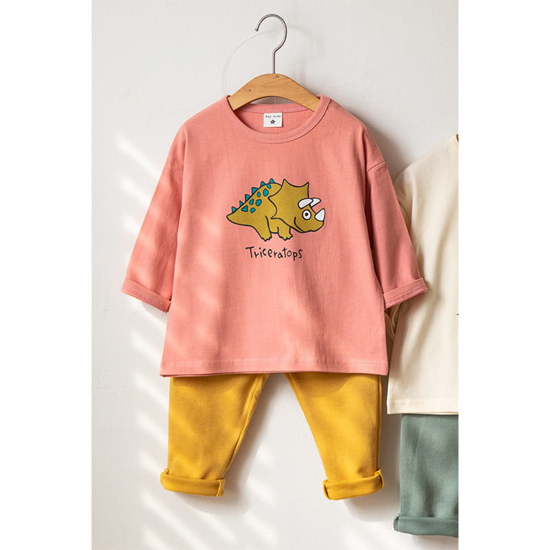 Raykids - Korean Children Fashion - #littlefashionista - Three Dino Lounge Top Bottom Set - 2