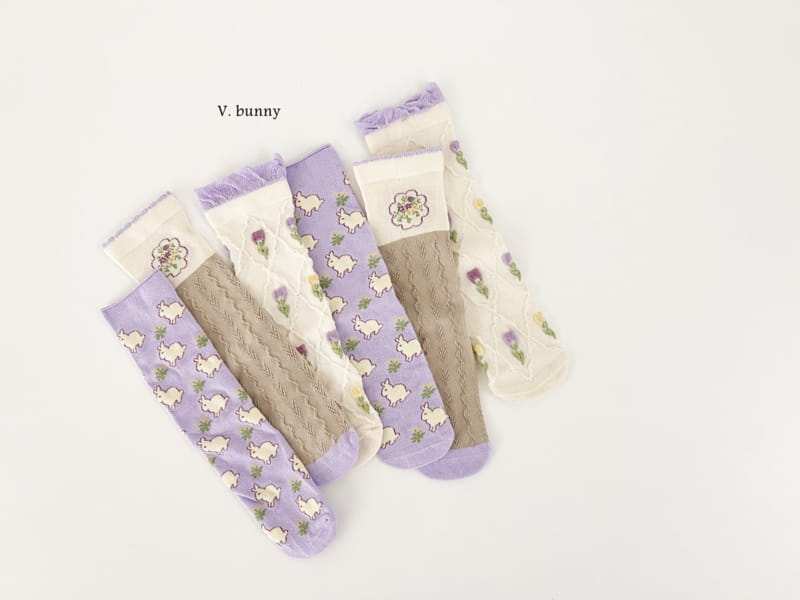 V Bunny - Korean Children Fashion - #childrensboutique - Purple Socks Set - 9