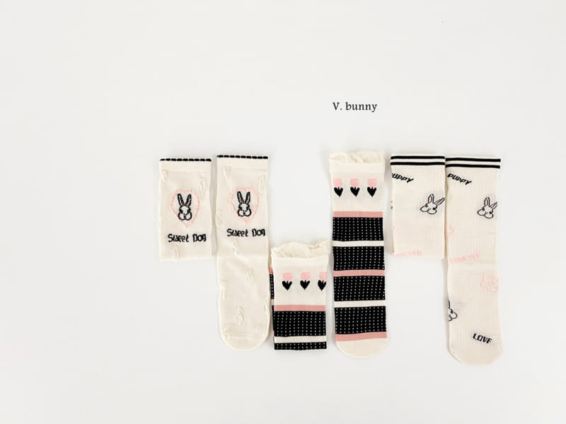 V Bunny - Korean Children Fashion - #designkidswear - Lovely Rabbit Socks Set - 7