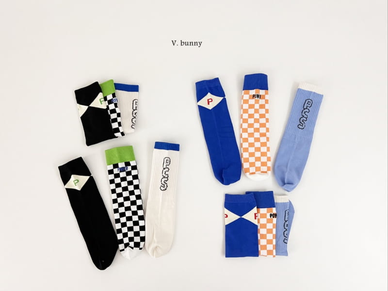 V Bunny - Korean Children Fashion - #designkidswear - 3p Sock Set - 5