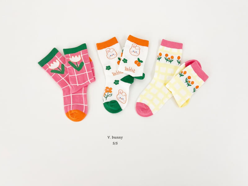 V Bunny - Korean Children Fashion - #fashionkids - Cherry Rabbit Socks Set - 9