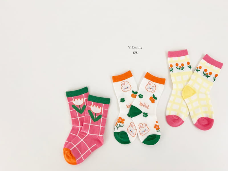 V Bunny - Korean Children Fashion - #kidsshorts - Cherry Rabbit Socks Set - 10