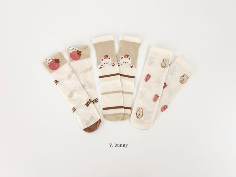 V Bunny - Korean Children Fashion - #kidsshorts - Strawberry Socks Set - 9