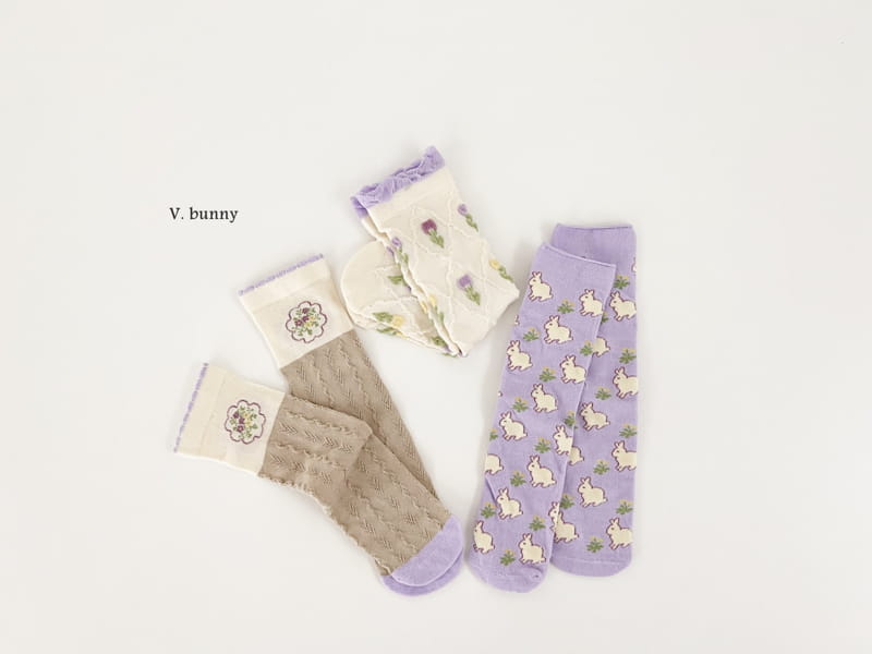 V Bunny - Korean Children Fashion - #stylishchildhood - Purple Socks Set - 7