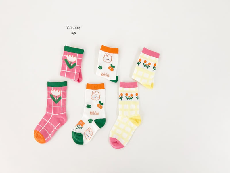 V Bunny - Korean Children Fashion - #todddlerfashion - Cherry Rabbit Socks Set - 2