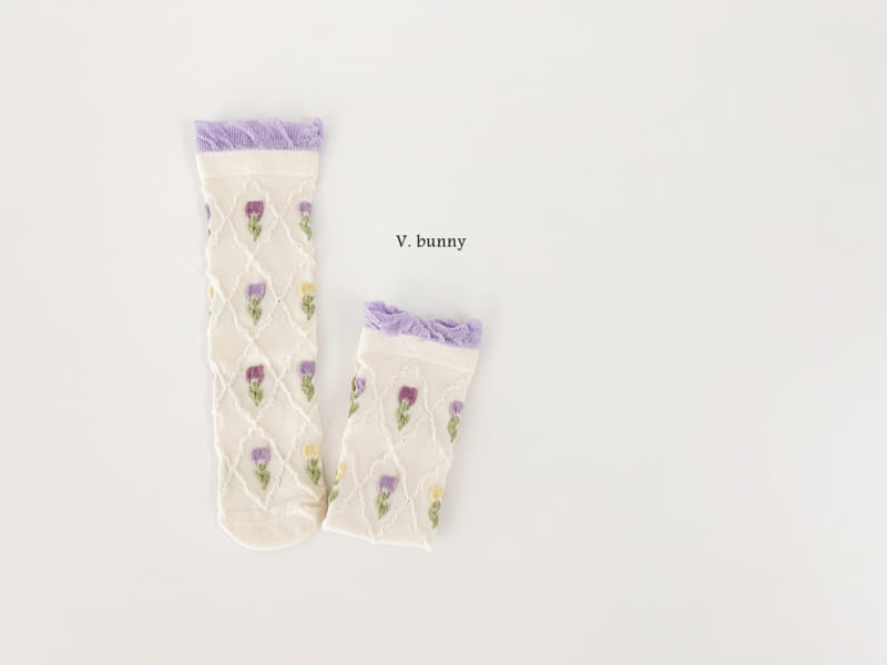 V Bunny - Korean Children Fashion - #todddlerfashion - Purple Socks Set - 5