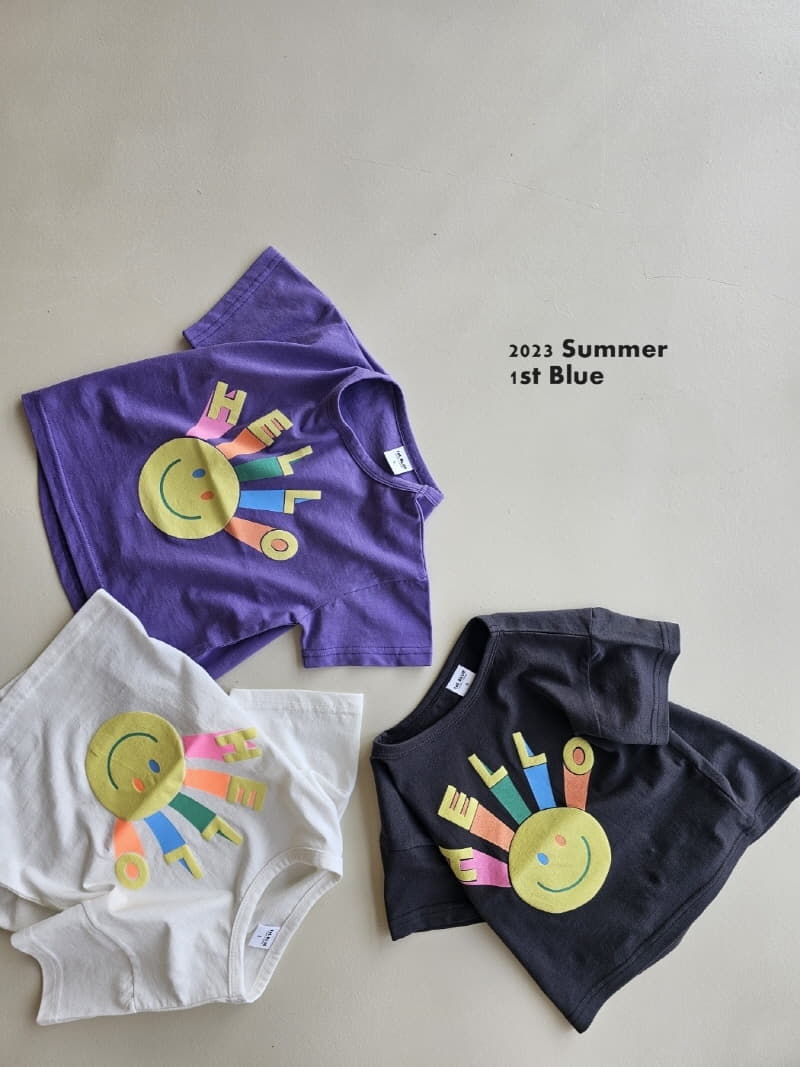 1st Blue - Korean Children Fashion - #prettylittlegirls - Hello Smile Tee - 2