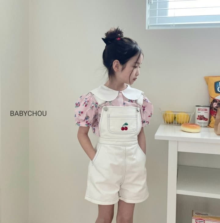 Babychou - Korean Children Fashion - #childofig - Cherry Dungarees Pants - 5