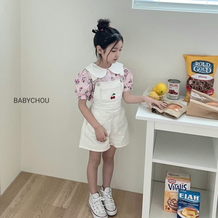 Babychou - Korean Children Fashion - #discoveringself - Cherry Dungarees Pants - 8