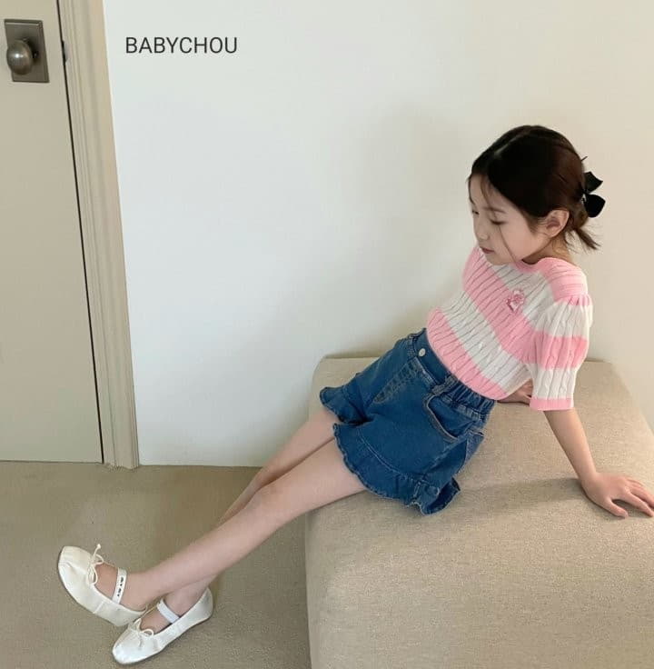 Babychou - Korean Children Fashion - #kidsshorts - Summer Cable Tee - 4