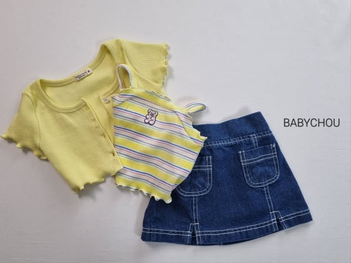 Babychou - Korean Children Fashion - #todddlerfashion - Slit Denim Skrit - 10