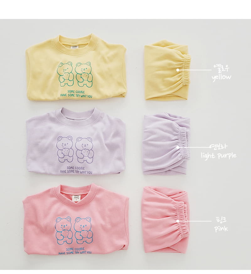 Daily Daily - Korean Children Fashion - #Kfashion4kids - Cookie Bear Top Bottom Set - 8