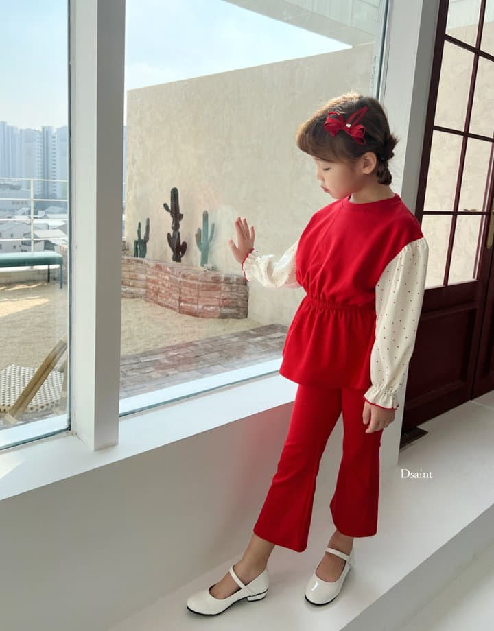 Dsaint - Korean Children Fashion - #childrensboutique - Pretty Heart Wide Top Bottom Set - 6