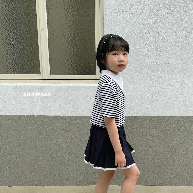 Ellymolly - Korean Children Fashion - #childofig - Stripes Collar Crop Tee - 9