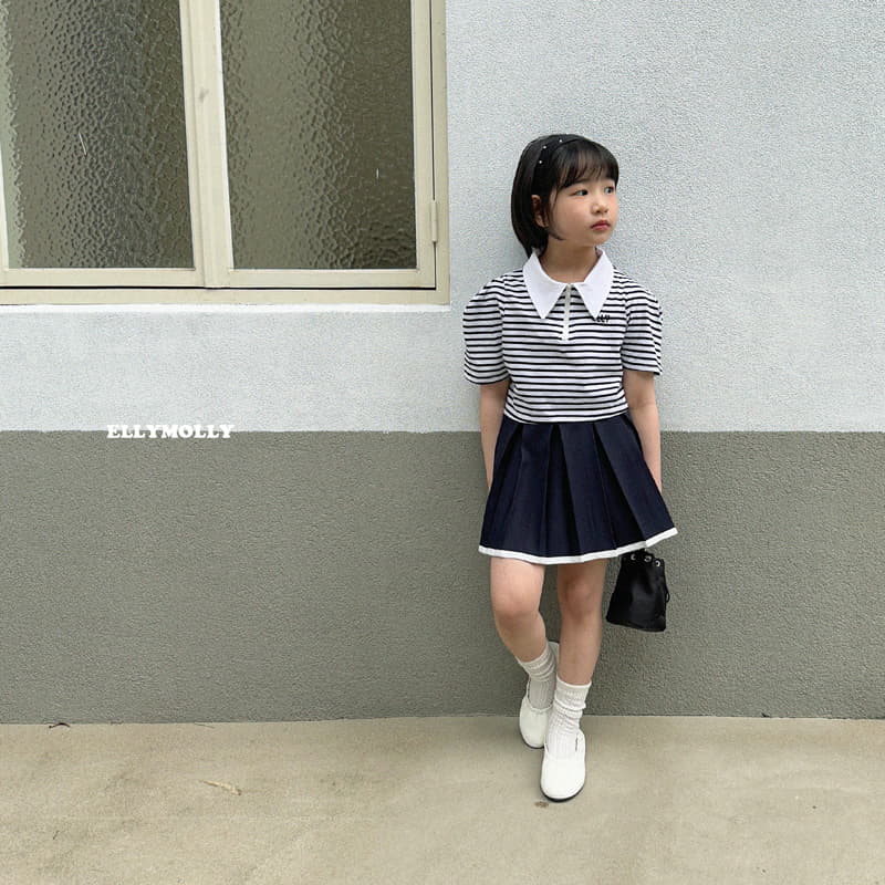 Ellymolly - Korean Children Fashion - #discoveringself - Stripes Collar Crop Tee - 12