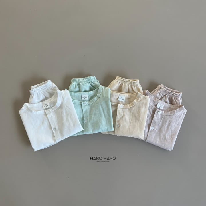 Haro Haro - Korean Children Fashion - #todddlerfashion - Linen Top Bottom Set - 2