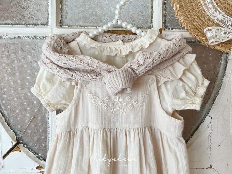 Hi Byebebe - Korean Baby Fashion - #babyboutiqueclothing - Shoulder Frill Embroidery Dungarees - 3