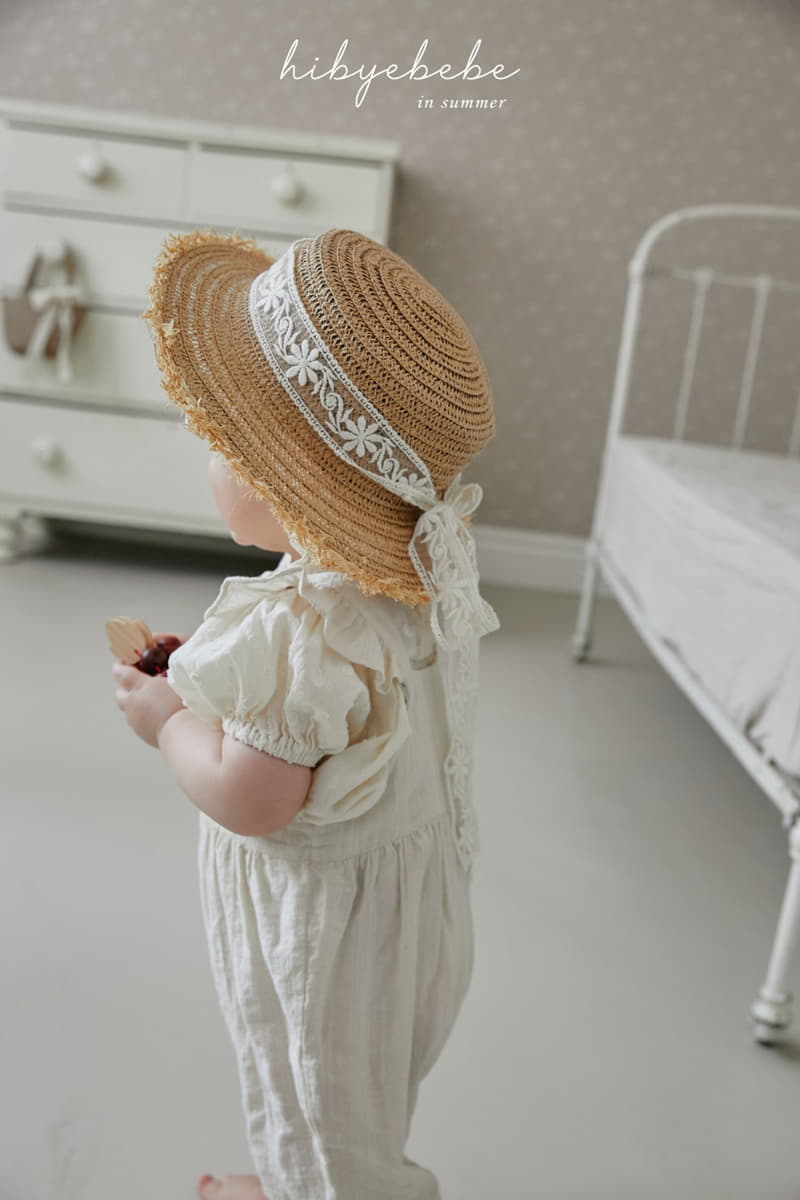 Hi Byebebe - Korean Baby Fashion - #babyoutfit - Shoulder Frill Embroidery Dungarees - 12