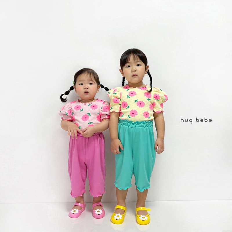 Hug Bebe - Korean Children Fashion - #kidsshorts - Flower Puff Tee