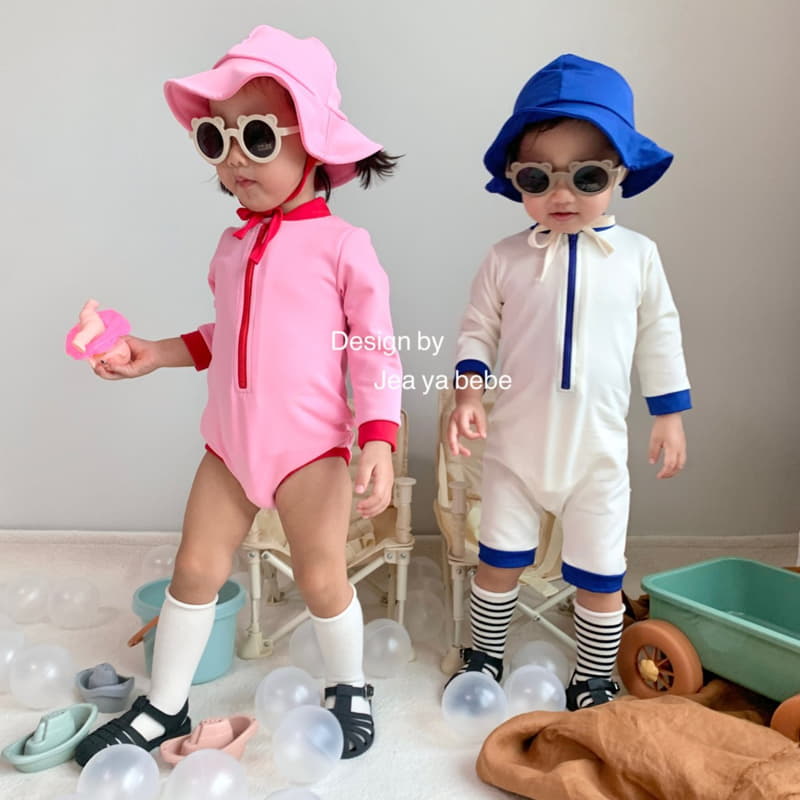 Jeaya & Mymi - Korean Children Fashion - #fashionkids - Vanilla Swimwear with Hat - 2