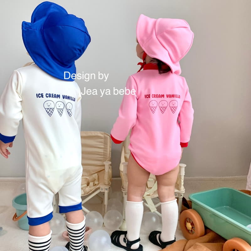 Jeaya & Mymi - Korean Children Fashion - #kidsshorts - Vanilla Swimwear with Hat - 3