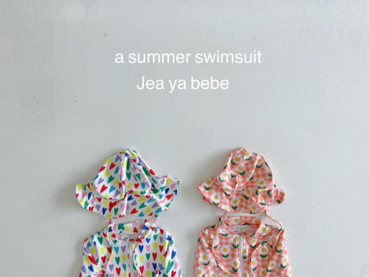 Jeaya & Mymi - Korean Children Fashion - #kidsshorts - Heart Swimwear with Hat