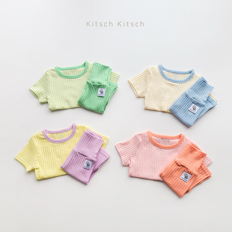 Kitsch Kitsch - Korean Children Fashion - #childrensboutique - Creamy Color Rib Easywear Set