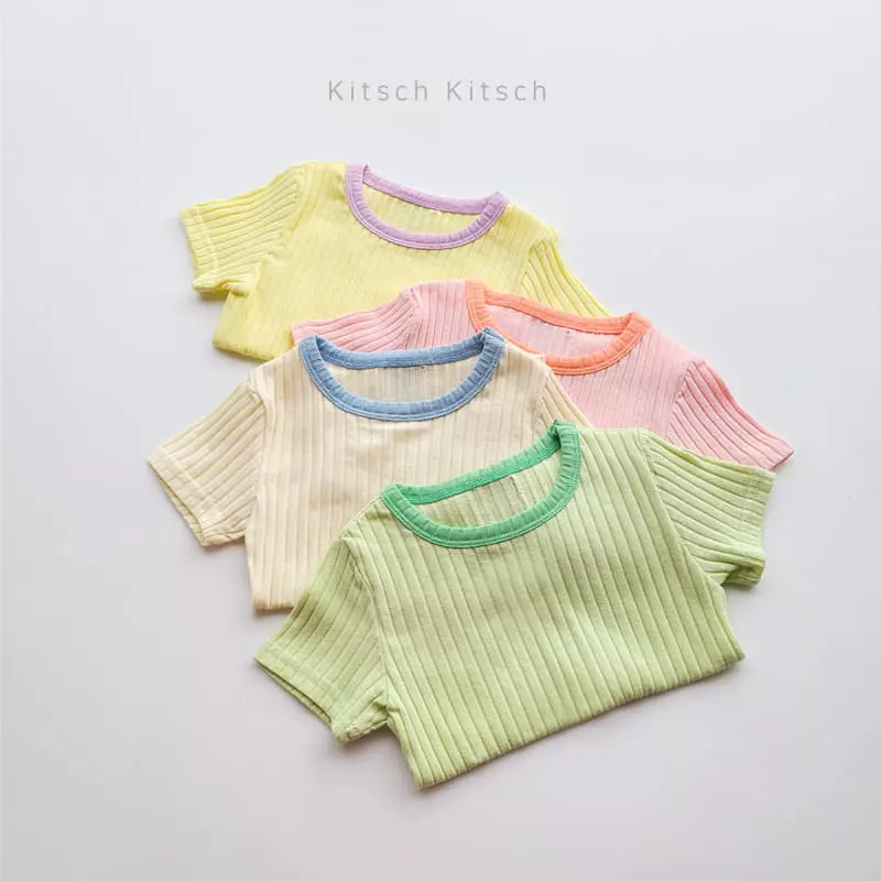 Kitsch Kitsch - Korean Children Fashion - #discoveringself - Creamy Color Rib Easywear Set - 3