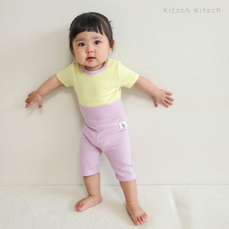 Kitsch Kitsch - Korean Children Fashion - #kidsshorts - Creamy Color Rib Easywear Set - 5