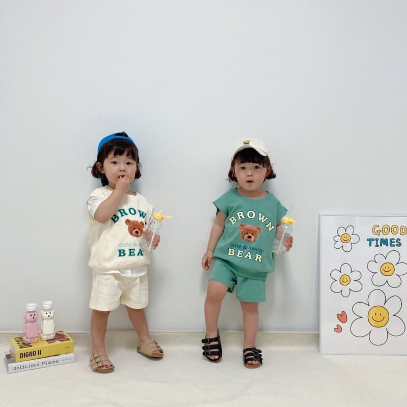 Little Rabbit - Korean Children Fashion - #Kfashion4kids - Bear Top Bottom Set