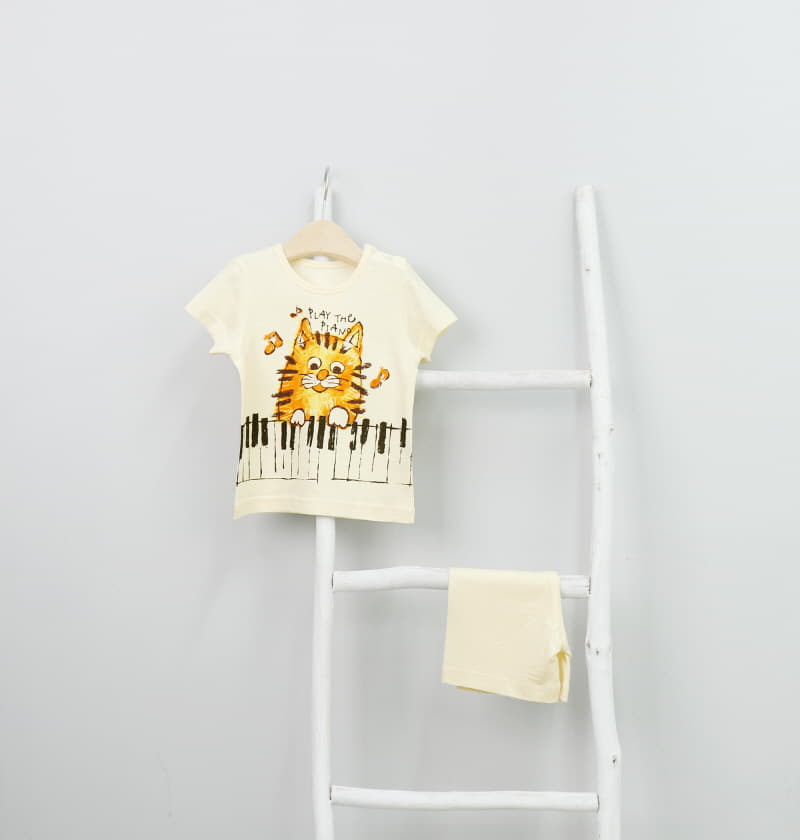 Mellis - Korean Children Fashion - #childofig - Piano Cat Sluv Cotton Modal