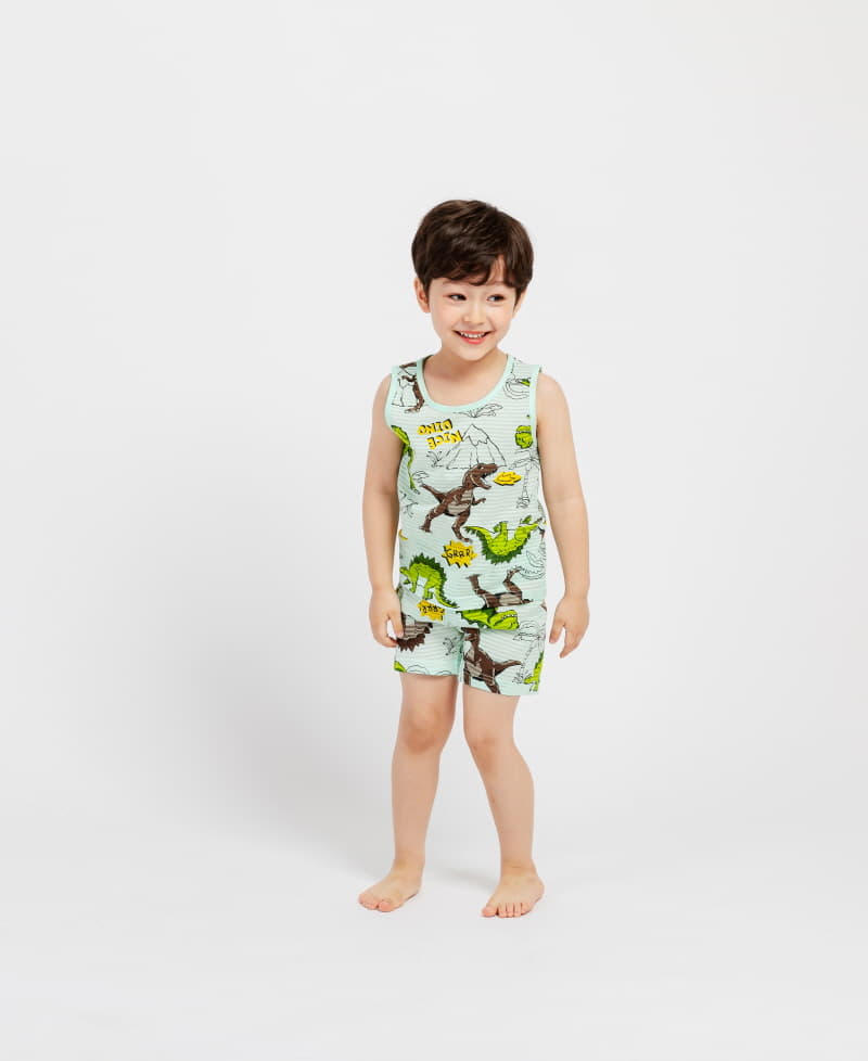 Mellis - Korean Children Fashion - #designkidswear - Green Rex Sleeveless Set