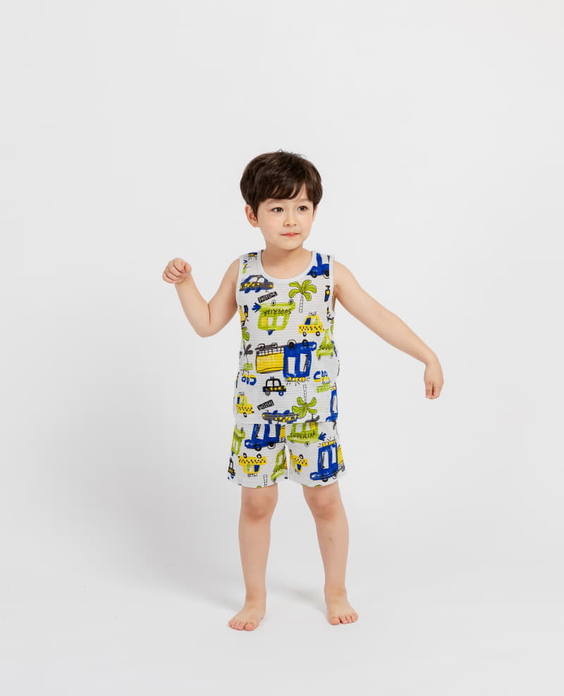 Mellis - Korean Children Fashion - #fashionkids - Beach Car Sleeveless Set - 2