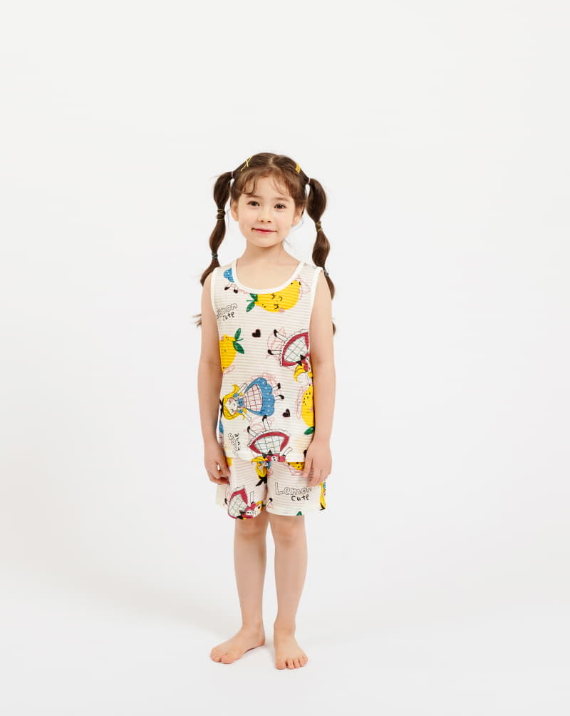 Mellis - Korean Children Fashion - #littlefashionista - Lemon Girl Sleeveless Set - 2