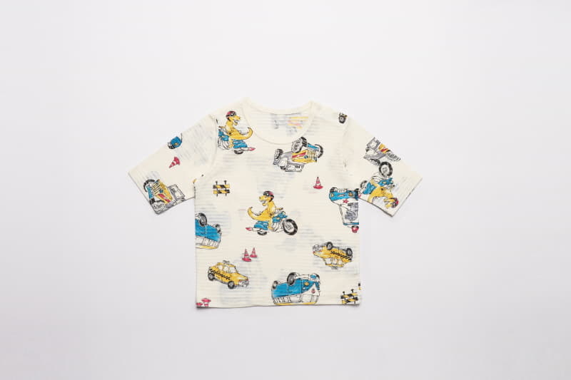 Mellis - Korean Children Fashion - #todddlerfashion - Dino And Car Capri Jacquard