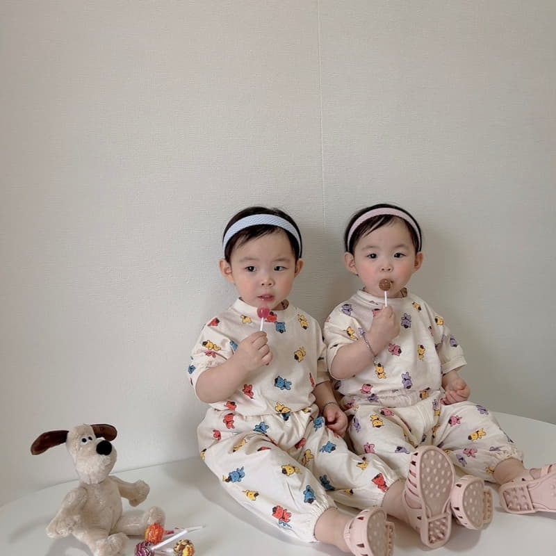 Moran - Korean Children Fashion - #Kfashion4kids - Summer Hat Bear Top Bottom Set - 2