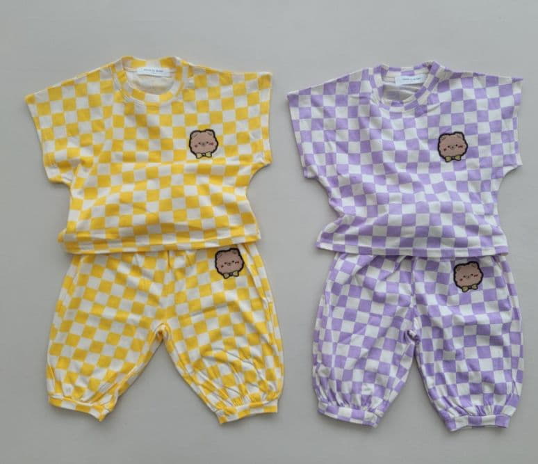 Moran - Korean Children Fashion - #kidsshorts - Ribbon Bear Top Bottom Set - 6