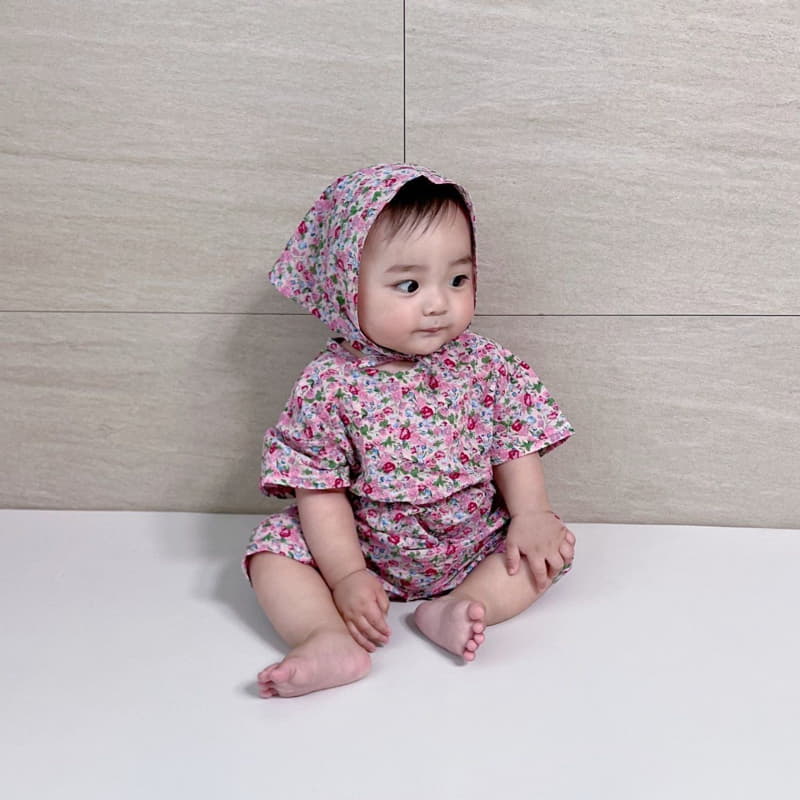 Moran - Korean Children Fashion - #magicofchildhood - Flower Bodysuit with Scarf - 10