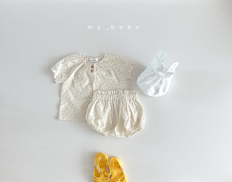 My Bebe - Korean Baby Fashion - #babyboutique - Baby Snow Flower Bloomer Top Bottom Set - 3