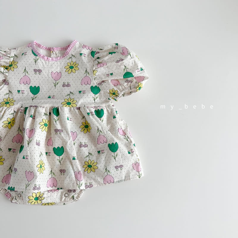 My Bebe - Korean Baby Fashion - #babyclothing - Baby Heart Flower One-piece Bodysuit - 7